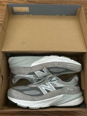 New Balance Gray Suede and Mesh 990v6 Running Sneakers